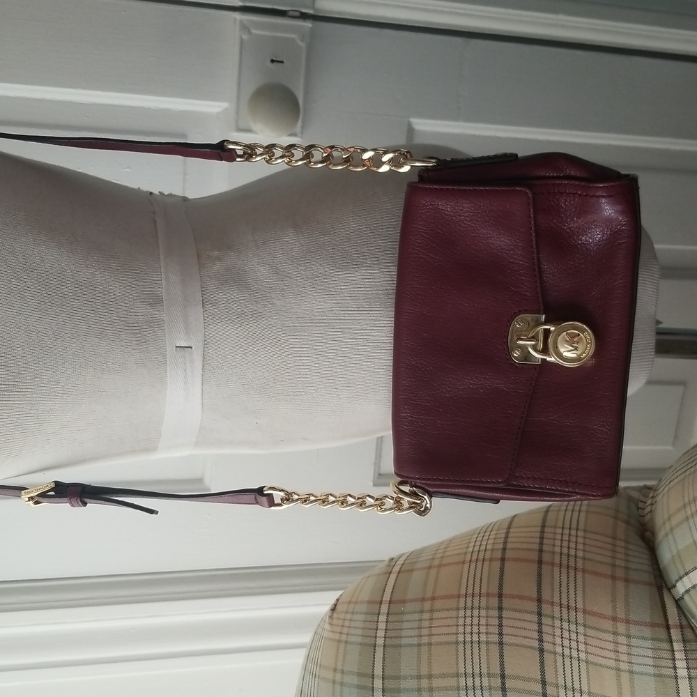 Michael kors Burgundy CROSSBODY handbag Soft Leather Gold chain